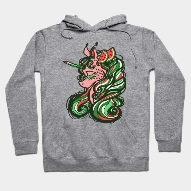 Watermelon Unicorn Hoodie by Jan Grackle